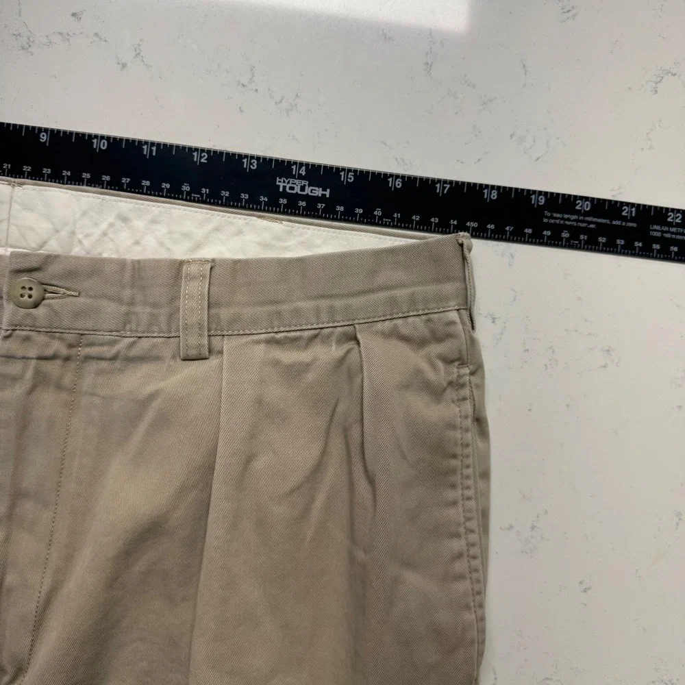 Vtg Polo Ralph Lauren Andrew Pant Mens 35/30 Khaki Pleated Cotton Chino Trousers